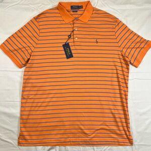 Polo Ralph Lauren classic fit polo shirt orange & blue striped short sleeve NWT